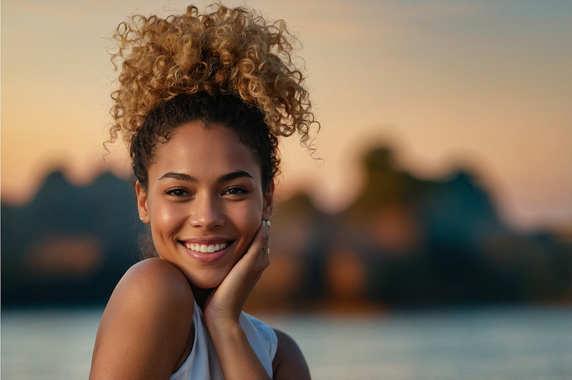 Zonnebrand Natuurlijke Ingrediënten - vrouw met lach