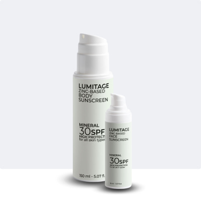 Aanbieding zonnebrand pakket - productfoto gezichtszonnebrand en body zonnebrand